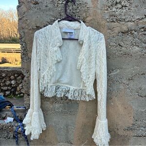 Burleska cream lace bell sleeve truffled whimsigoth vampiric bolero L / XL